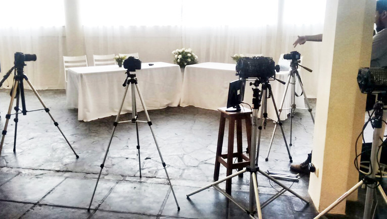 Estrutura sendo montada no Restaurante A'Bonbonne