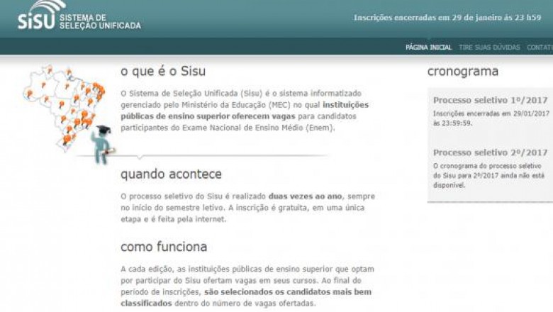 Termina hoje o prazo de inscrição no Sisu