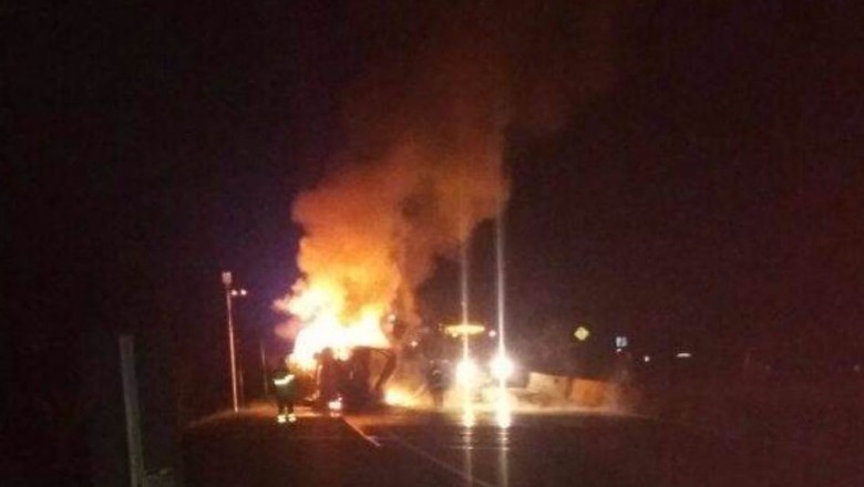 Mais um: caminhão sem freio bate e pega fogo na BR-277