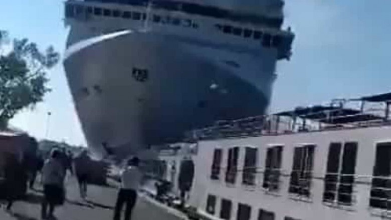 (Vídeo) Cruzeiro choca contra cais e barco em Veneza. Há seis feridos