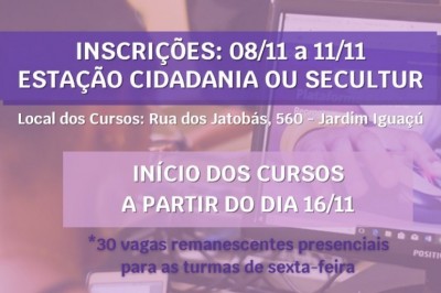 PARANAGUÁ: Secultur disponibiliza 30 vagas para cursos na Estação Cidadania