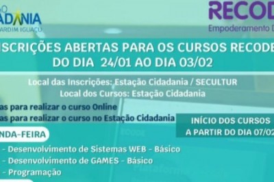 Prefeitura de Paranaguá disponibiliza 130 vagas para cursos na Estação Cidadania