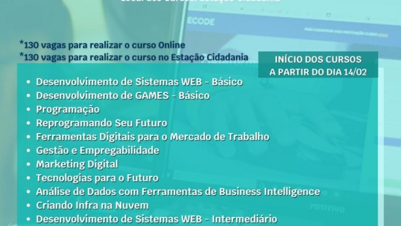 PARANAGUÁ: Inscrições para os cursos da Estação Cidadania foram prorrogadas