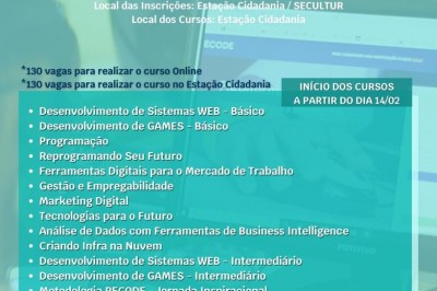 PARANAGUÁ: Inscrições para os cursos da Estação Cidadania foram prorrogadas