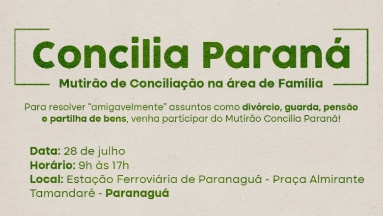 Aberto cadastramento prévio para participar do Concilia Paraná em Paranaguá 
