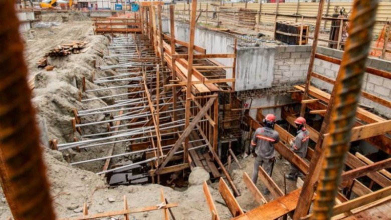 Começam as escavações do poço de recebimento de cargas do Moegão