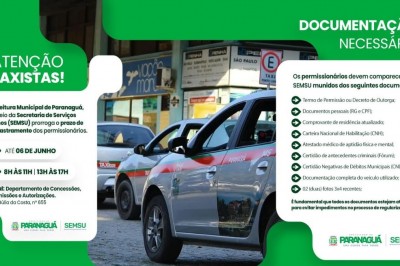 Prorrogado prazo para recadastramento dos permissionários do serviço de táxi no município