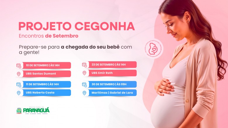 Projeto Cegonha promove palestras para gestantes em setembro em Paranaguá 
